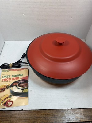 KUSINI Lazy Susan Taco Bar Serving Set KTBSRG Warming Pot & Taco Holder Tray NEW