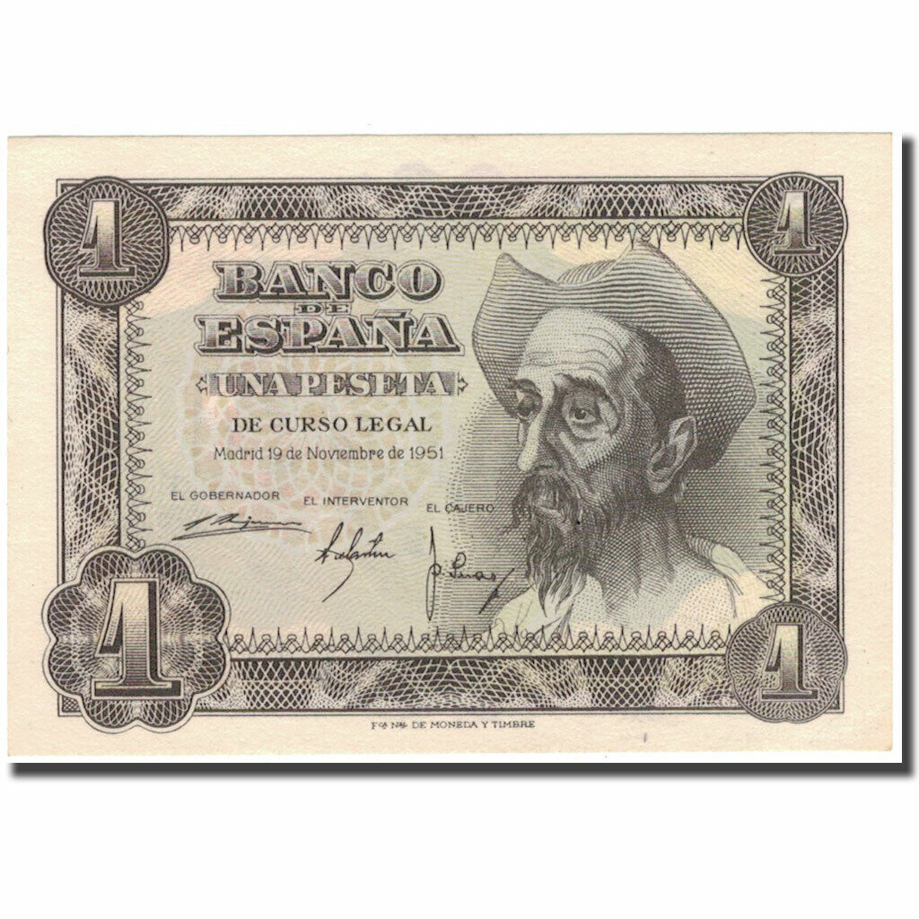 [#594718] Banknote, Spain, 1 Peseta, 1951-11-19, KM:139a, UNC