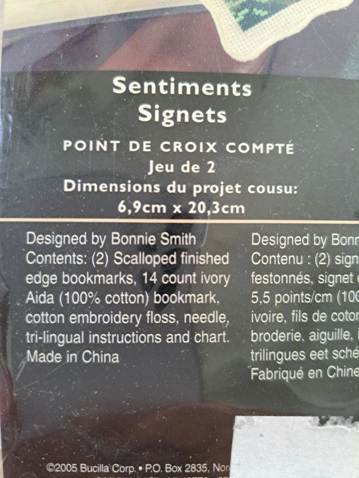 BUCILLA Sentiments Bookmarks 'Heirloom Collection CROSS STITCH SET KIT rare BNIP - Image 3 of 4