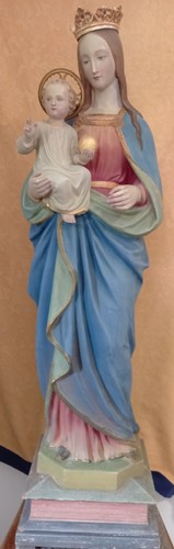 Madonna Mayersche Kunstanstalt um 1870 122 cm originale Fassung Kirchenfigur - Bild 12 von 19