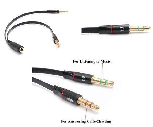 Gold-Plated Audio Mic Y Splitter Cable Headphone 1 Female to 2 Male 3.5mm NEW - Picture 3 of 6