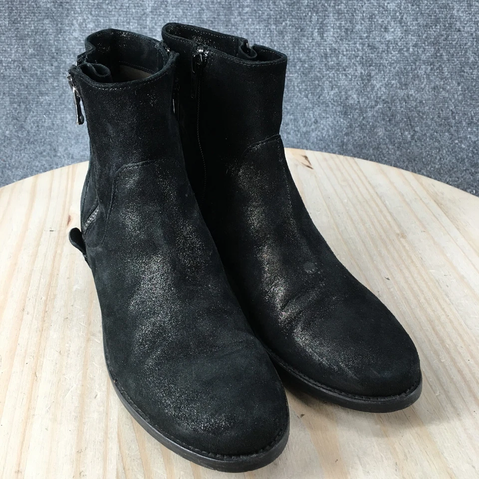 Sesto Meucci Botas Mujer 6.5 Botines Cremallera Lateral Tacón Bloque Negro Imitación Gamuza Foto 3 de 4