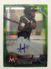 Anfernee Seymour AUTO #94/99 GREEN Chrome Refractor 2016 Bowman Baseball