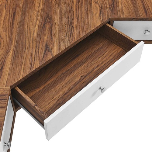 Floating Corner Desk Wall Mount Walnut Laminate White 2 or 3 Drawers 55” or 47" - Picture 25 of 28
