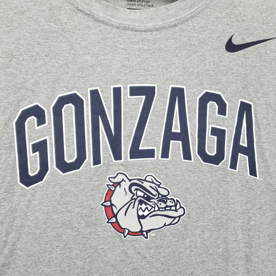 Nike Gonzaga Shirt Mens 2XL Gray Dri-Fit Long Sleeve Sports Crew Neck Pullover - Image 4 of 4
