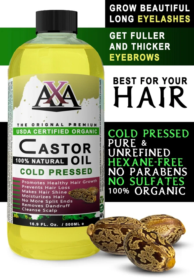 Castor Oil For Hair Growth 16 oz USDA Organic 100% Pure Cold Pressed Hexane Free