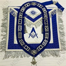 MASONIC REGALIA SENIOR DEACON APRON BLUE WITH CHAIN COLLAR  JEWEL-HSE