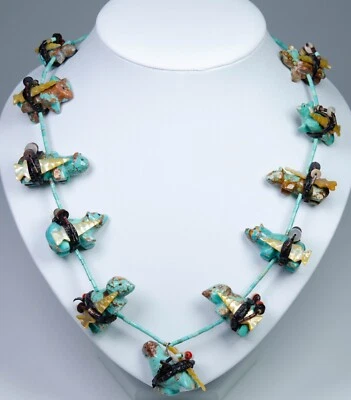 RAR - vintage Halskette - Fetisch-Anhänger - Türkis - ZUNI, Indianerschmuck/ 50s - Bild 1 von 4