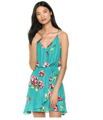 Parker Teal Magnolia Kesha Wrap Front Mini Dress Women's Size M 1160 | eBay