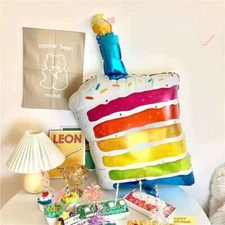 Happy Birthday Cake Balloon Party Decoration Helium/Air Self Seal Glossy Foil