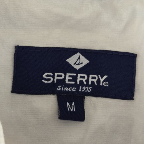 Sperry Mens Medium White Striped Short Sleeve Button Down Cotton Blend Shirt - Picture 7 of 8
