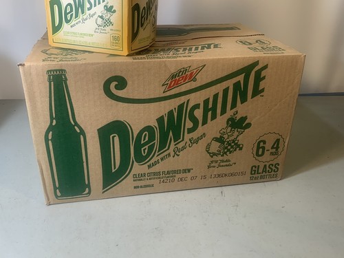 RARE CASE MOUNTAIN DEW DEWSHINE 6-4 PACKSs 12oz GLASS BOTTLES UNOPENED (4F) - Picture 2 of 18