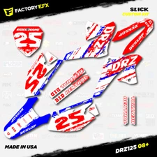 Red White & Blue Slick Racing Graphics Kit fits 08-22 Suzuki DRZ125 DRZ 125
