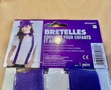 Suspenders Clown Fancy Dress Up Adult Child Costume Party Accessory Purple