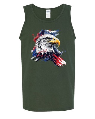 Bold Eagle With Abstract USA Flag Patriotic Graphic Tank Top