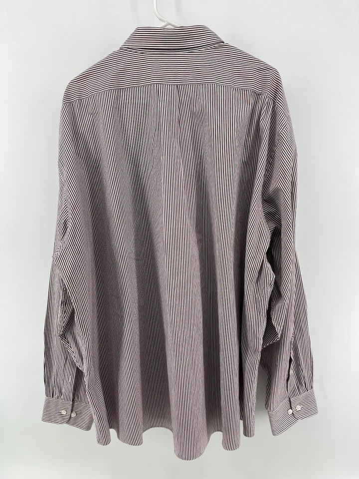 Van Heusen Button Up Shirt Mens Size 19.5 36/37 Purple White Stripe Fast Ship - Image 3 of 4