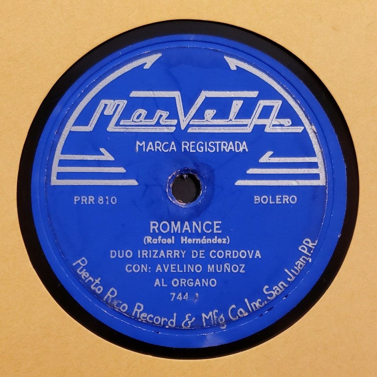 DUO IRIZARRY DE CORDOVA / ROMANCE / CORAZON CORAZON / 78 RPM