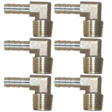 6PCS 3/8 HOSE BARB ELBOW X 3/8 MALE NPT Brass Pipe Fitting Gas Fuel Water USAA 