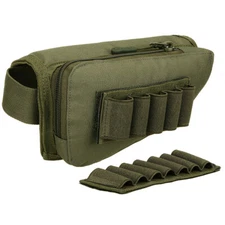 Tactical Hunting Rifle Shotgun Buttstock Cheek Rest Ammo Shell Mag Pouch Holder