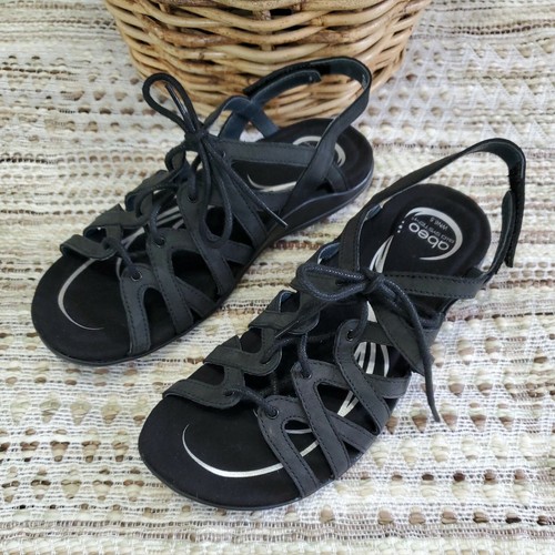 Abeo Brigita Neutral B.I.O Systems Lace Up Gladiator Black Sandals Women's  6.5N | eBay