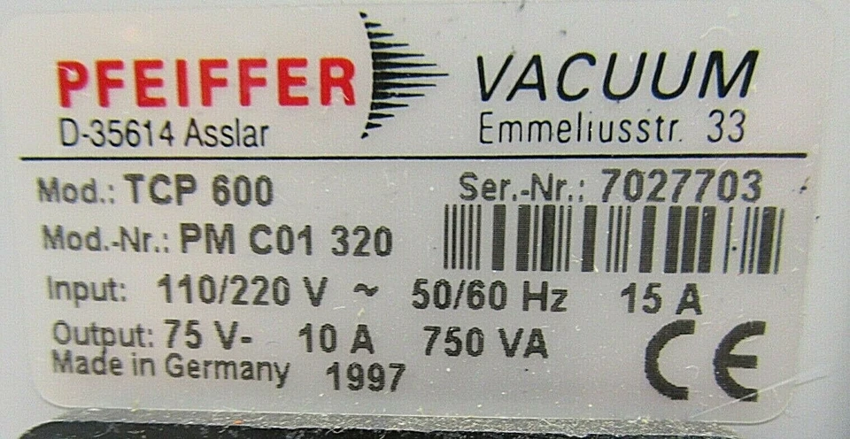 PM C01 320 TCP 600 / CONTROLADOR PM C01 320 TCP 600 D-35614 ASSLAR / PFEIFFER Foto 2 de 4
