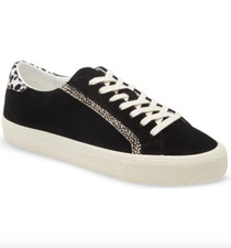 NEW Women's Madewell Sidewalk Low Top Sneakers Black Suede Animal Print Size 8