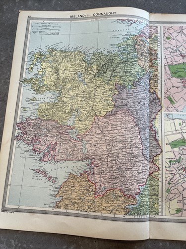 Vintage 1920 Ireland Map Connaught Galway London Edinburgh Dublin City Insets - Picture 6 of 9