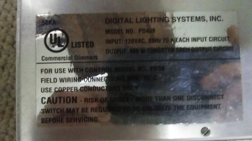 PD408-DMX-120 4x960 Watt@120V  60hz dimmers, tungsten 32 amp Made in USA 4 circ - Picture 3 of 10