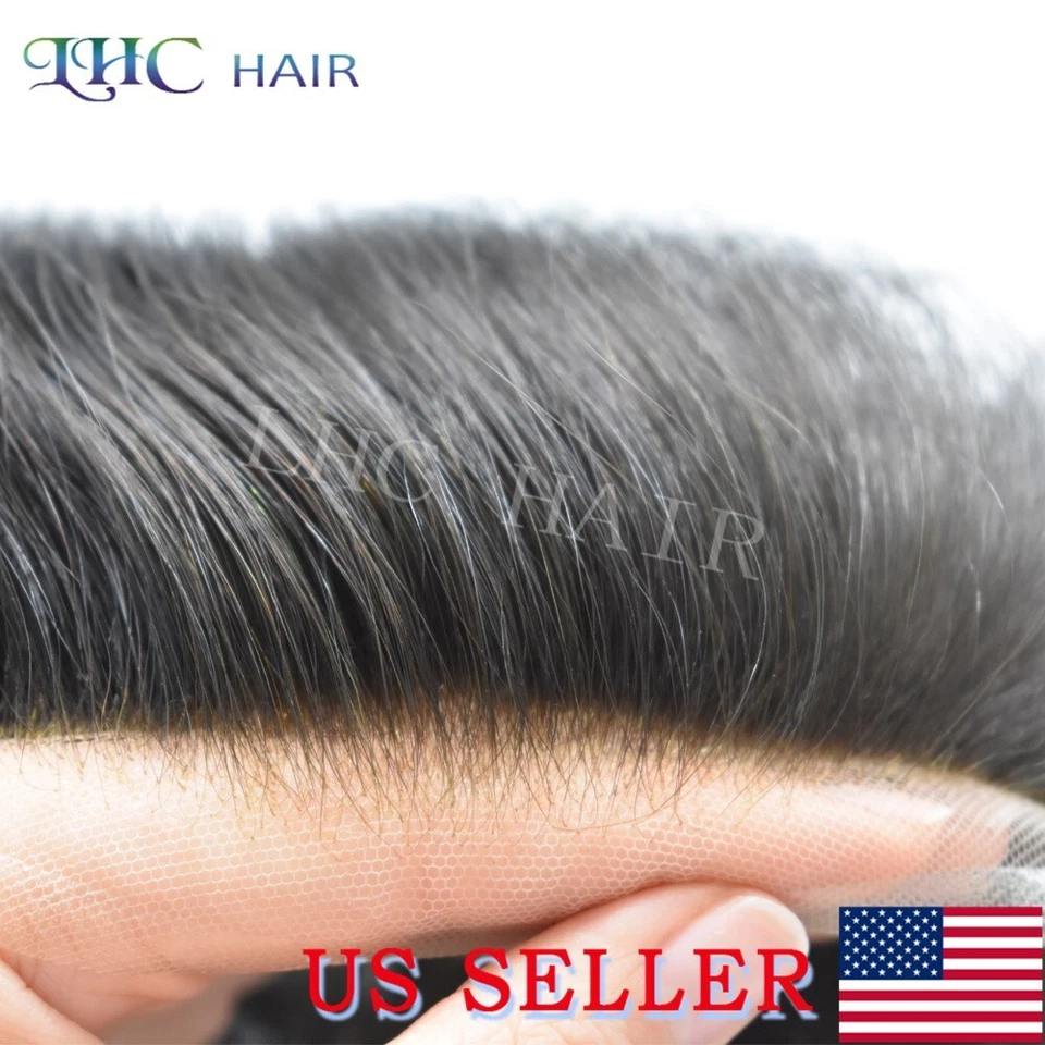 Sistema de cabello frontal de encaje para hombres cabello humano toupee pelucas de peluca de pelo natural Foto 2 de 4