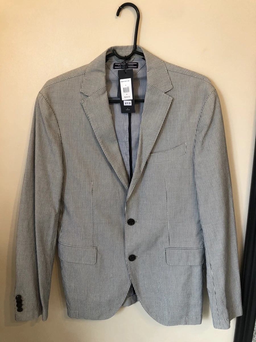 Tommy Hilfiger Men Blazer US Size 48 Suit Jacket Strips Gray