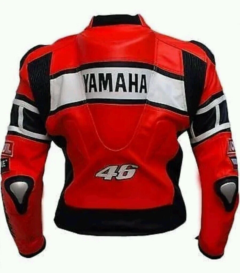 Nueva Chaqueta de Cuero de Carreras Yamaha Roja MotoGP, Equipo de Cuero para Motociclistas de Carreras Foto 2 de 3