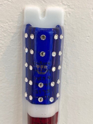 Art Glass Mezuzah Unique Door Jewish Hang Symbol 10” - Picture 7 of 9
