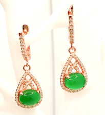 925 Sterling Silver Emerald  Cubic Zirconia Dangle Earrings