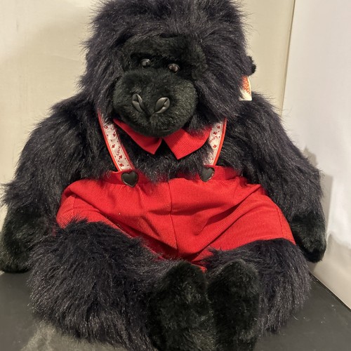L👀K Vintage Jumbo Black Plush Gorilla Red Hearts Kids of America Corporation - Picture 2 of 8