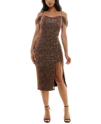 slim fit dress slacks Short Glitter Cold-Shoulder Homecoming Dress -PromGirl Cold Ice / Medium main image 1