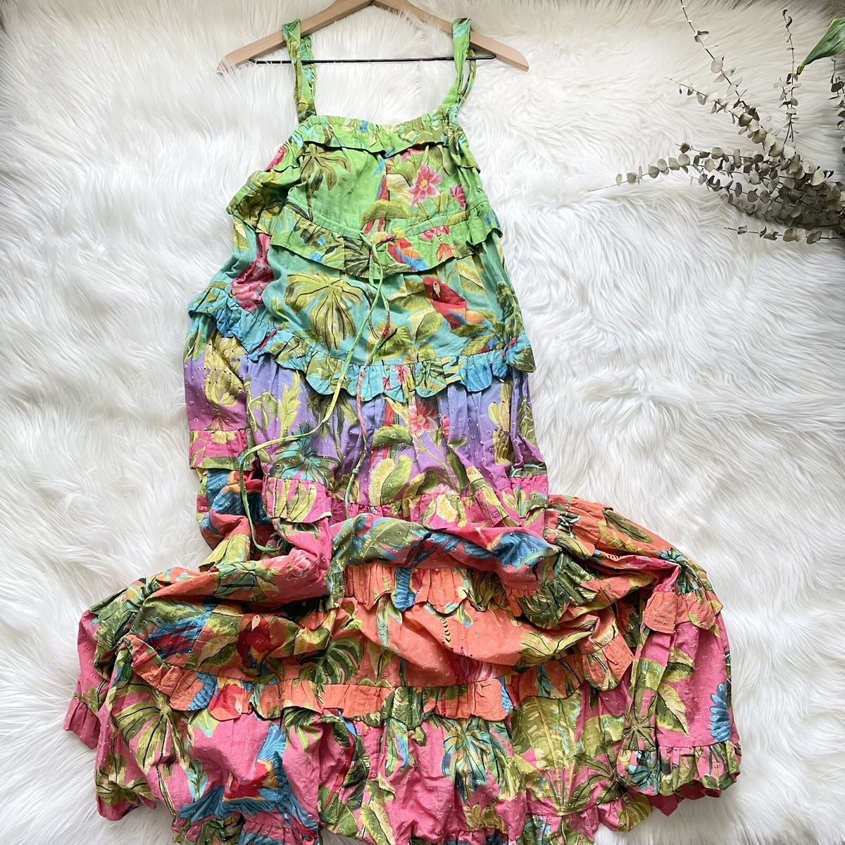 knee length dresses for ladies Pink Beach Forest Lenzing™ Ecovero™ Viscose Maxi Dress – FARM Rio main image 1