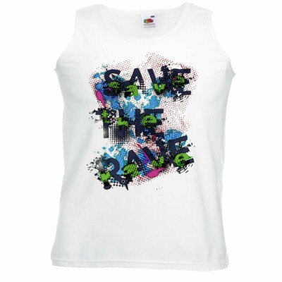 Tank Top SAVE THE RAVE GRAFFITI KUNST SICHERHEIT FARBENFROH MALEREI FARBKLECKS
