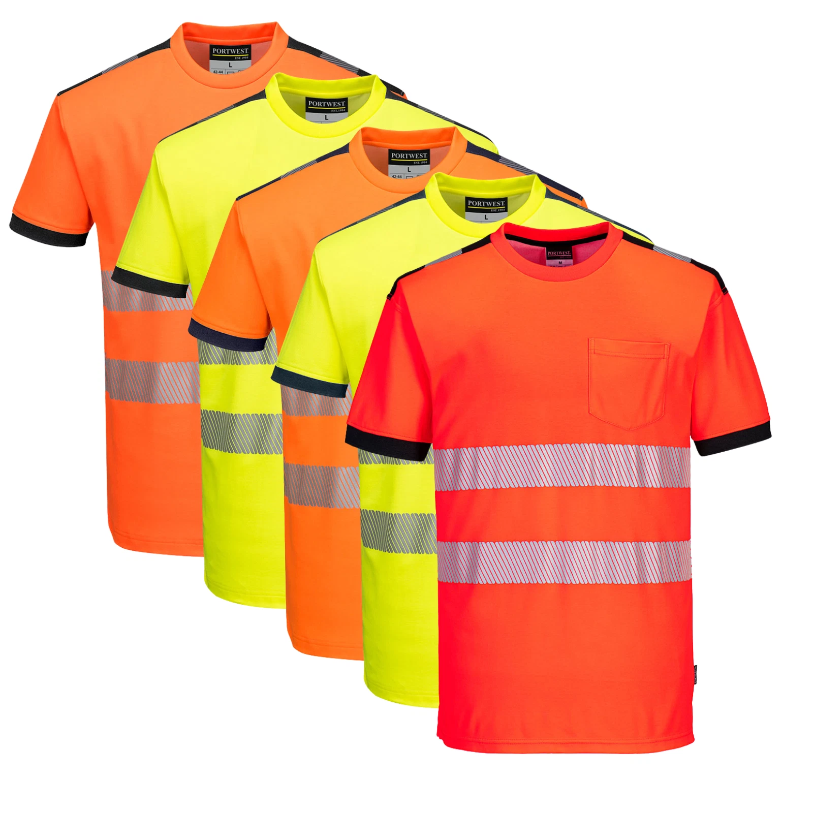 Portwest T181 PW3 Hi-Vis Cotton Comfort Safety T-Shirt Short Sleeve Workwear UK