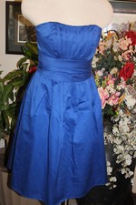 Davids Bridal blue cotton formal bridesmaids cocktail dress 2