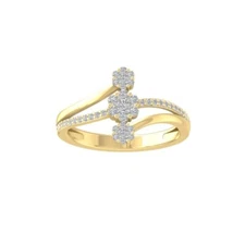 10K Yellow Gold Round Lab Grown Diamond Composite Ring Size 7 For Women