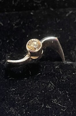 LADIES ARGENTIUM 935 93.5% SILVER SMOKY QUARTZ ESTATE RING SIZE 6.25 2.2 GRAMS