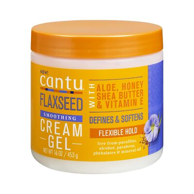 Cantu Flaxseed Smoothing Cream Gel 16 Ounce Frizz Control Soft Defined Curls