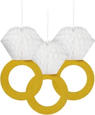 TTSAM Glitter Gold Honeycomb Diamond Ring Hanging Decorations (3 Pieces) Bachelo