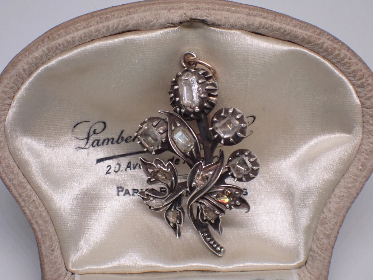 Pendentif Vintage Céramique, Pierre Et Métal Doré – état D’usage