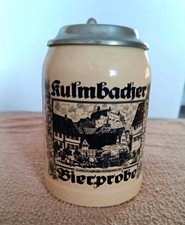 Studio Wagner Bierkrug Steingut mit Zinndeckel &bdquo;Kulmbacher Bierprobe&ldquo;