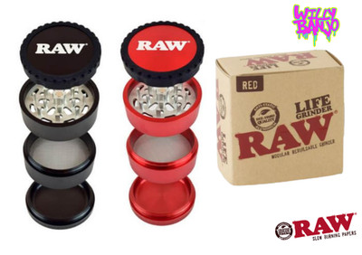 RAW Life Grinder 60mm Modular Rebuildable 4 Piece Aluminium Grinder Black or ROT