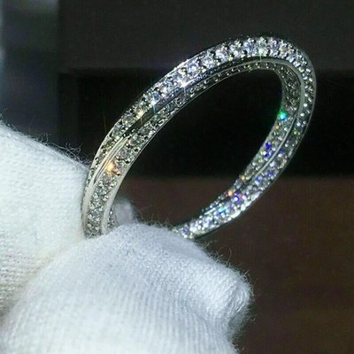 14k Weißgold-Finish 1 kt Rundschliff Diamant Ewigkeit Ehering Ringgröße N