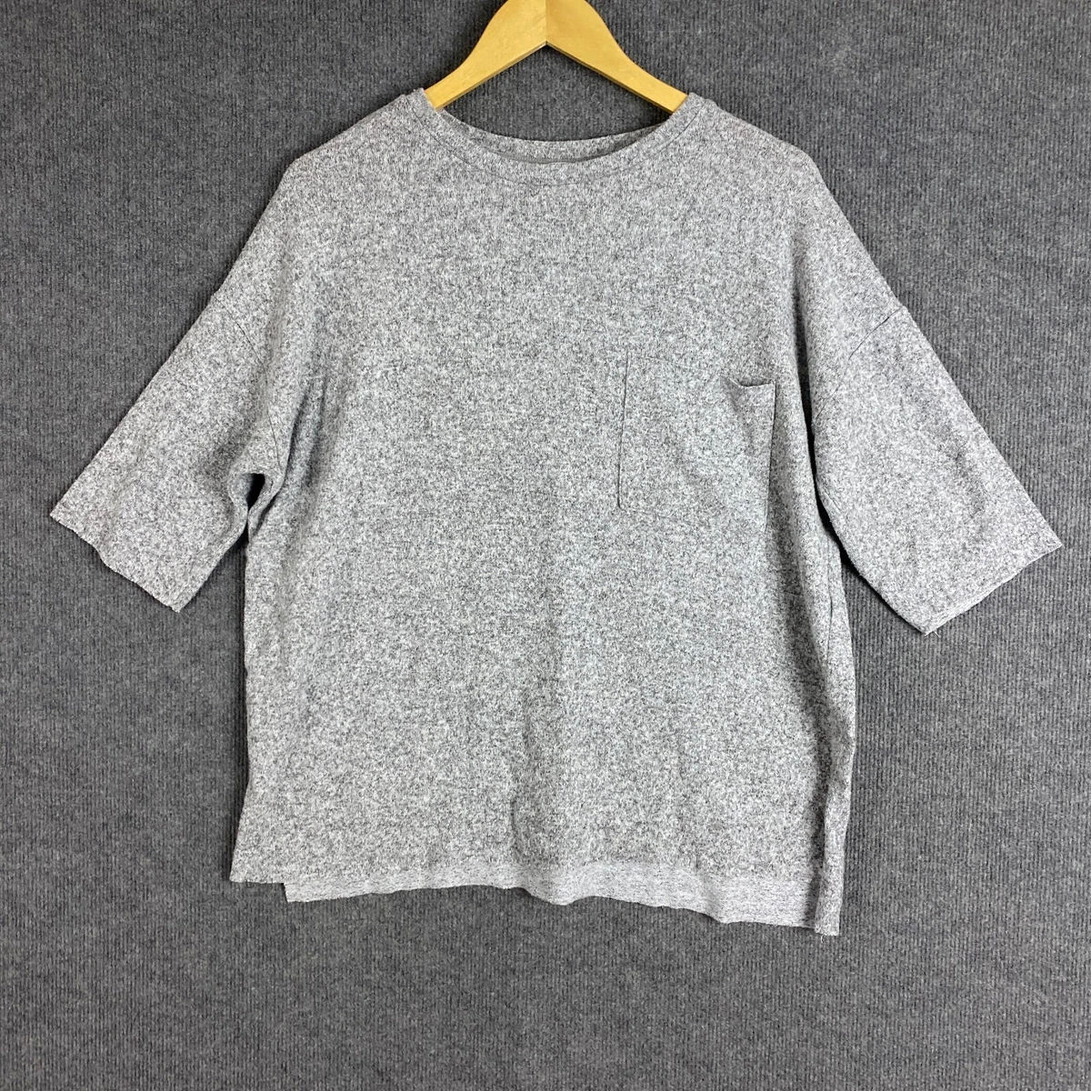 Zara Jumper Womens US S Grey Sweater Pullover Oversized Sweat Pocket Ladies
