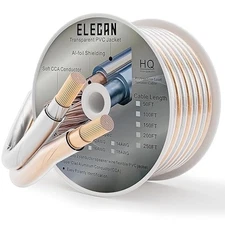 New Elecan Speaker Wire Zipper 18AWG 200 Ft Professional Loud Speaker Cable 18/2