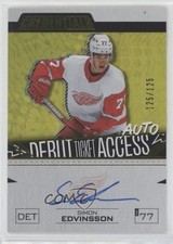2023-24 Credentials Debut Ticket Access Yellow 125/125 Simon Edvinsson Auto z2s